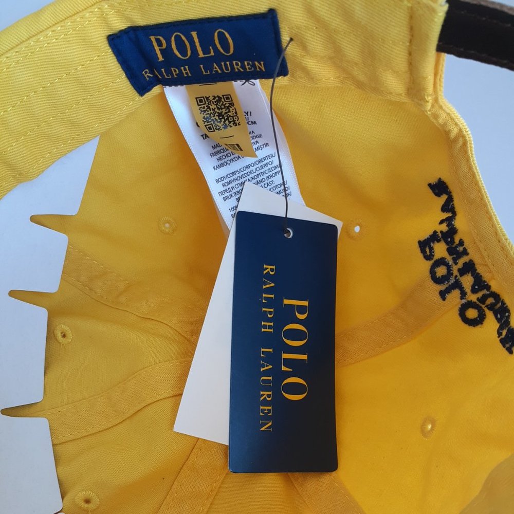 Polo Ralph Lauren Beach Bear Yellow Baseball Cap Hat Adjustable NEW With Tags - Picture 10 of 11